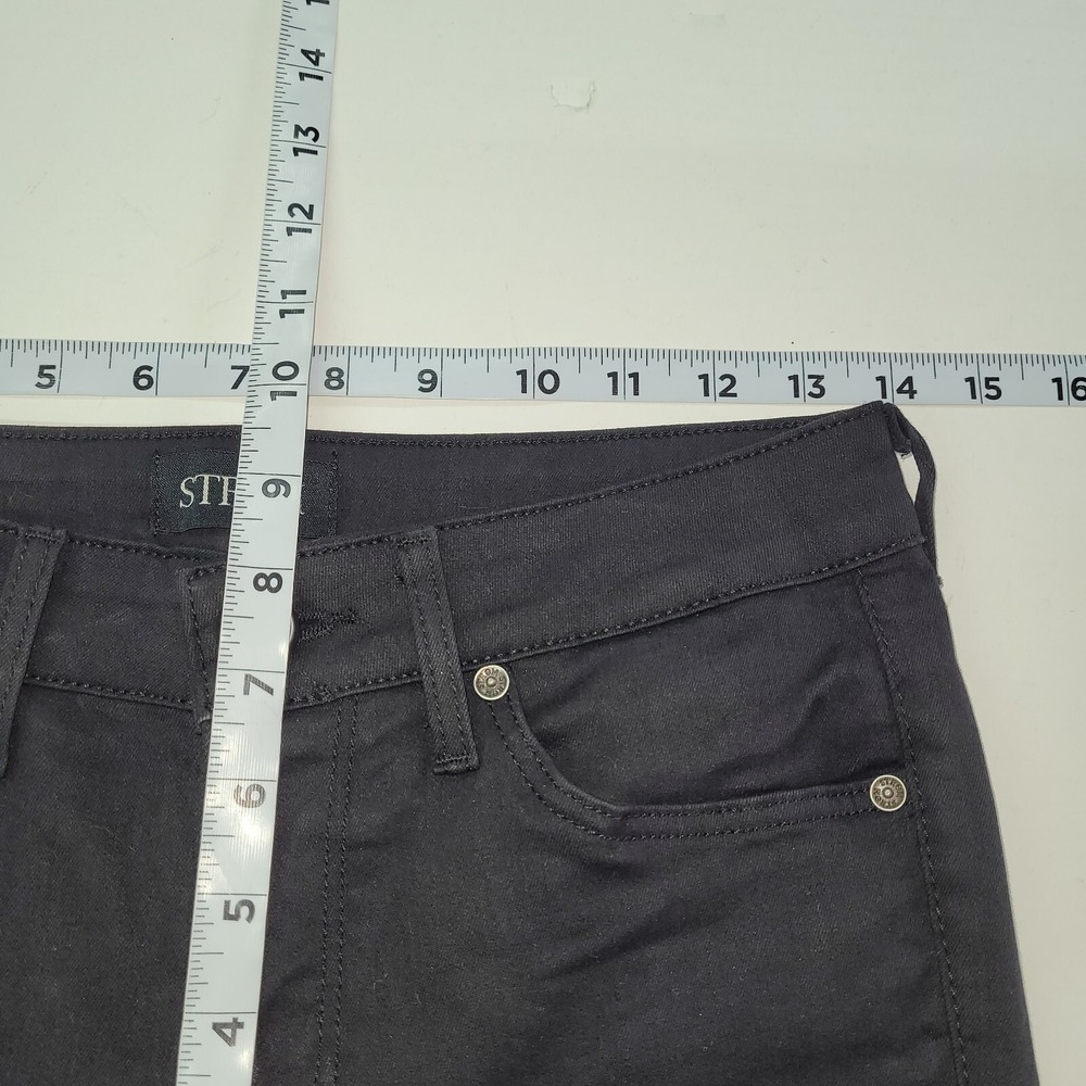 Strom Tio Black Skinny Jeans Womens Size 26 Made in USA Extra Long‎ Cuff Detail - Picture 11 of 13